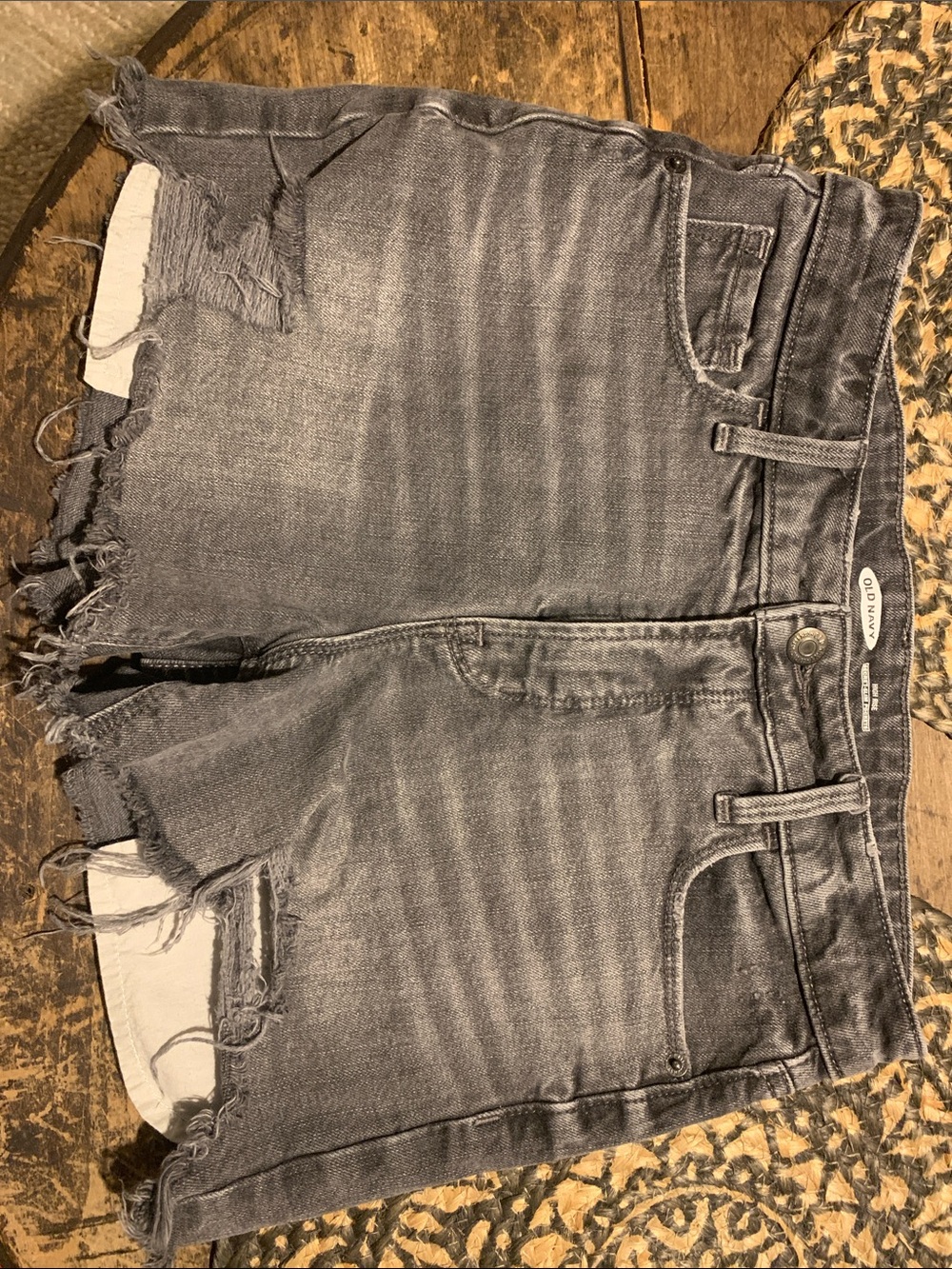 Old Navy Women's Charcoal Distressed Denim Shorts